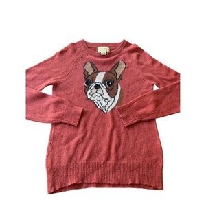 WILDFOX White Label French Bulldog Knit Sweater Red Womens Size S